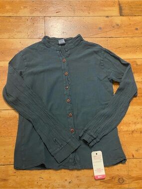 Men’s Gauzy Shirt Long Sleeve Size S Button Down 100% Cotton Blue Mexico Natural